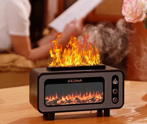 Aroma Fireplace Air Humidifier | Portable Mist Maker | مرطب هواء بمدفأة عطرية محمول